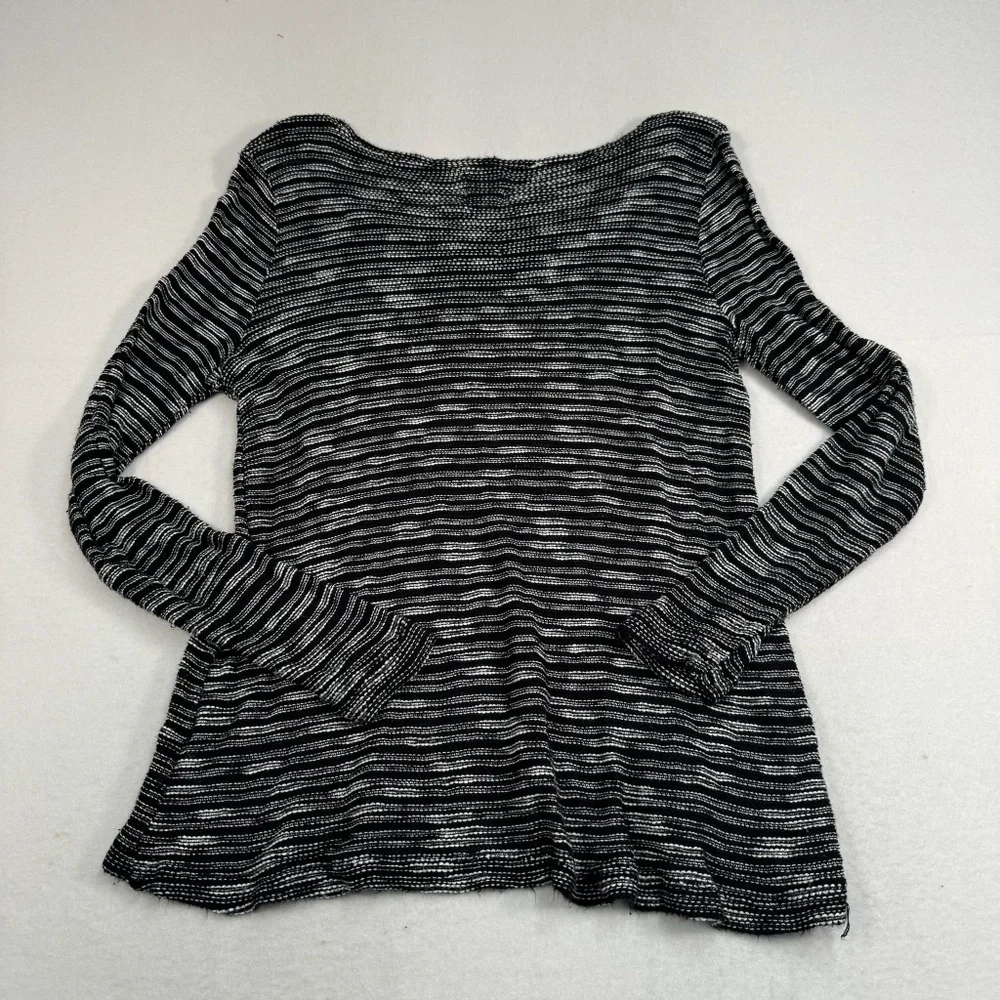 Sunday Long Sleeve Striped Sweater Womens Size Large Black White Knit